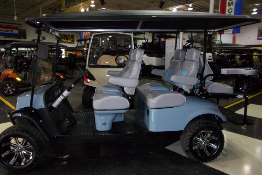 EZ-Go 6-person baby blue golf car